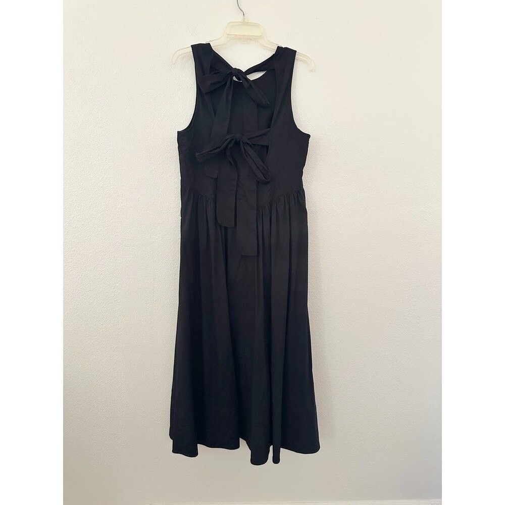 Cinq à Sept Benita Dress Tie Back Empire Waist Black Midi Cocktail Zip Womens 12 - Picture 6 of 12